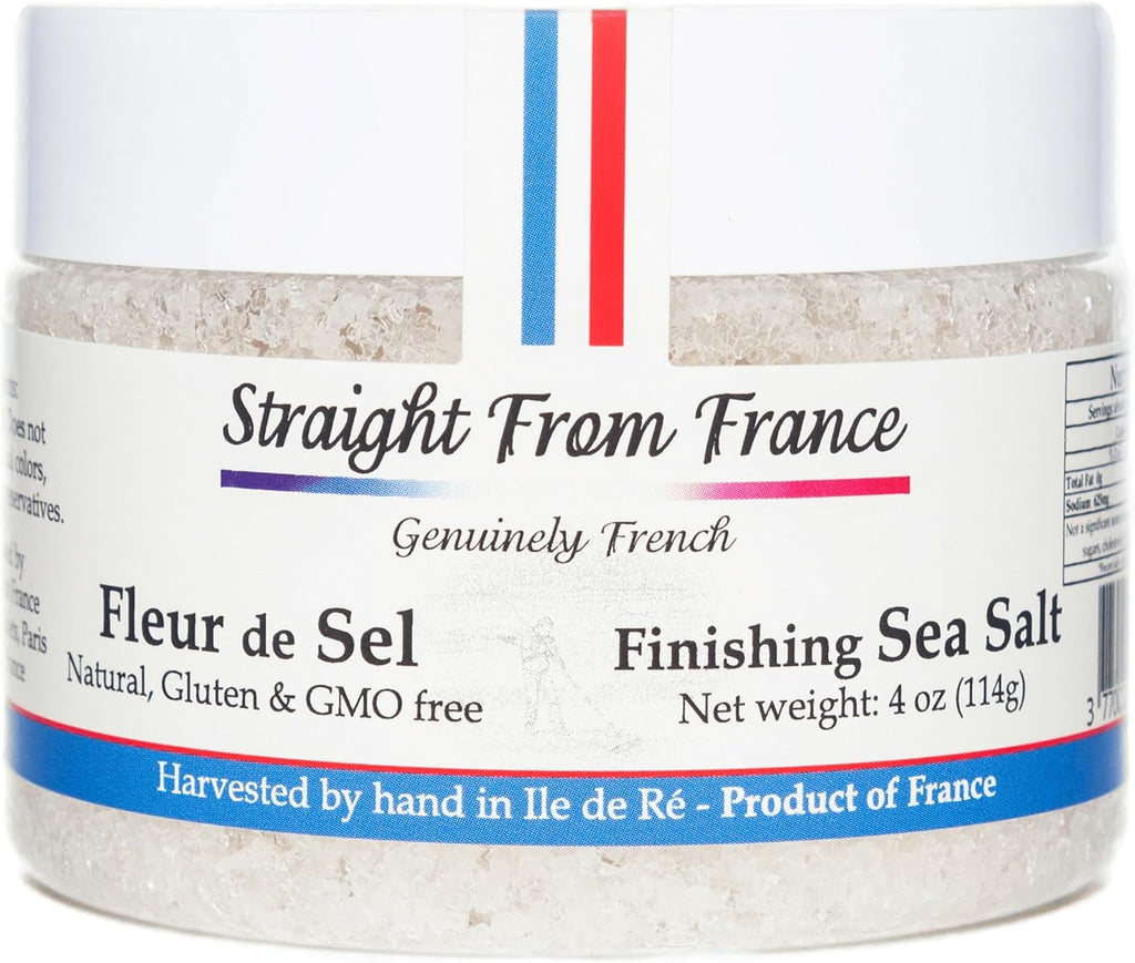 Straight from France Genuinely French, Authentic French Fleur De Sel, Unrefined Hand Harvested Finishing Sea Salt Rich in Minerals and Electrolytes 4 Oz
