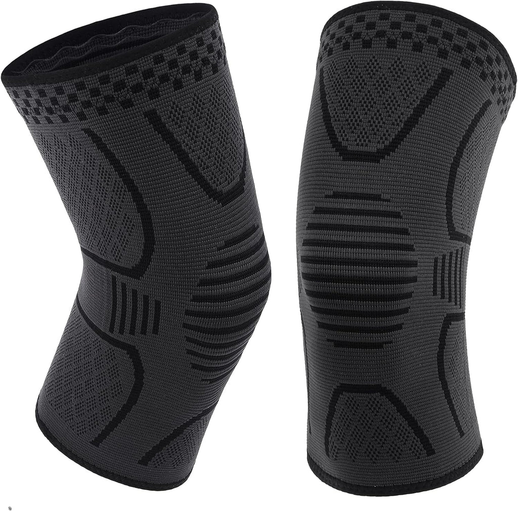 Double Couple 2 Pack Copper Knee Brace Knee Compression Sleeve Support for Men Women Knee Pain Working Out Running Sport Arthritis
