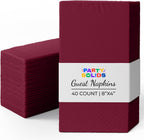 Party Solids Burgundy Dinner Napkins Disposable 8" x 4" Folded - 40 Pcs 2 Ply Burgundy Napkins Disposable Paper Guest Towels for Bathrooms, Dinners, Everyday Parties & Party Supplies