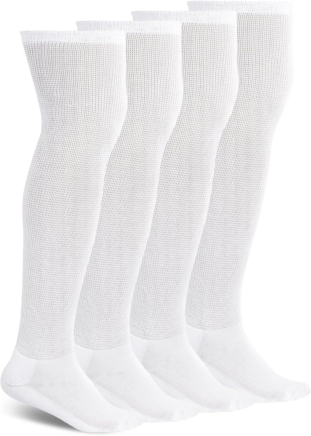 Non-Binding Over the Knee Diabetic Socks for Men, 4 Pairs Circulatory Socks with Cushion Soles