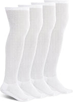 Non-Binding Over the Knee Diabetic Socks for Men, 4 Pairs Circulatory Socks with Cushion Soles