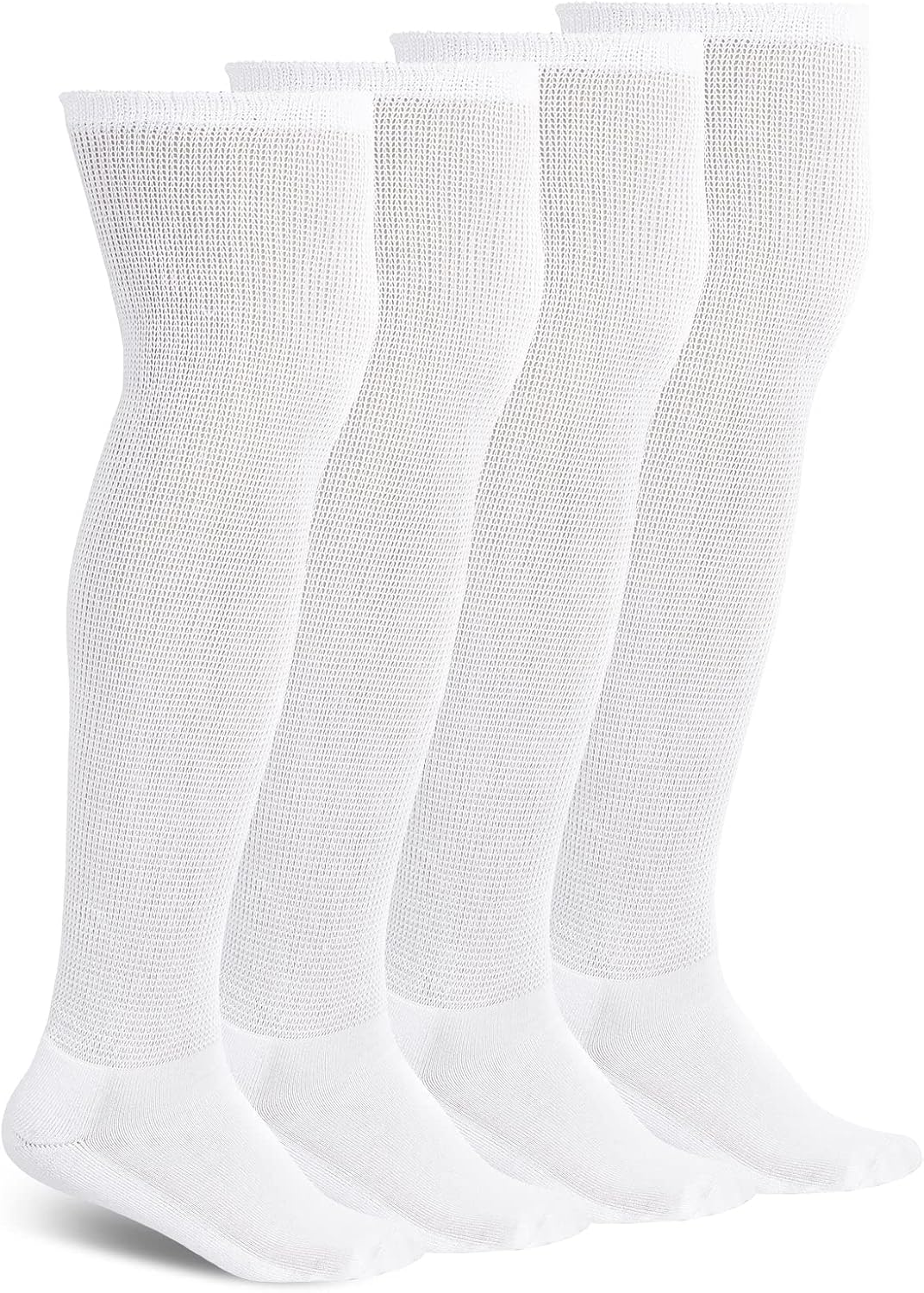Non-Binding Over the Knee Diabetic Socks for Men, 4 Pairs Circulatory Socks with Cushion Soles