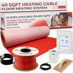 LuxHeat 40sqft Electric Radiant Floor Heating System - 120v Underfloor Heating System - Includes UDG4 Programmable Thermostat w/GFCI, Heat Cable, Uncoupling Membrane for Under Tile, Sensor & Alarm