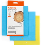 Full Circle Squeeze - Cellulose Sponge Cloths, Super Absorbent Dishtowels, Reuseable Paper Towel Alternative, 100% Natural Plant-Based, 3-Pack, Multicolor
