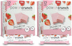 Power Crunch Protein Wafer Bars, High Protein Snacks with Delicious Taste, Strawberry Crème, 1.4 Ounce (12 Count) (Pack of 2)