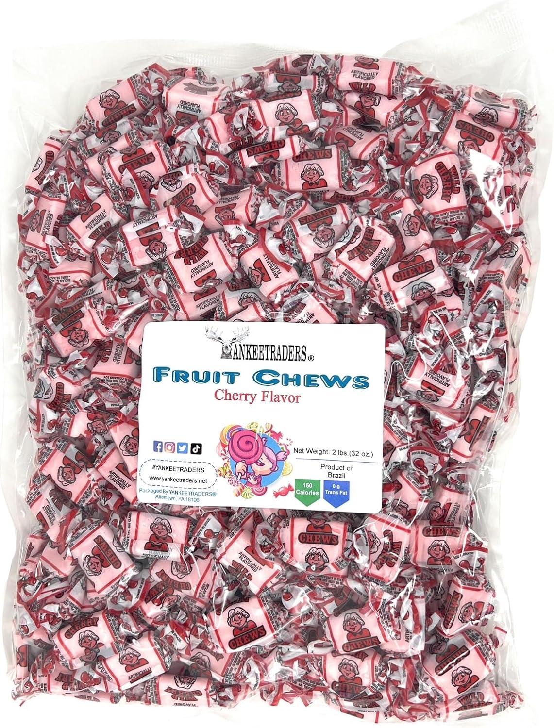 Cherry Flavored Fruit Chews, 2 Pounds Bulk
