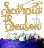 Scorpio Season Cake Topper, Big Scorpio Energy/October November Birthday Cake Decor, 12 Zodiac Constellation Birthday Party Decoration Supplies for Men Women, Gold Glitter