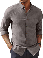PJ PAUL JONES Mens Classic Fit Linen Shirts Long Sleeve Button Down Business Casual Shirts