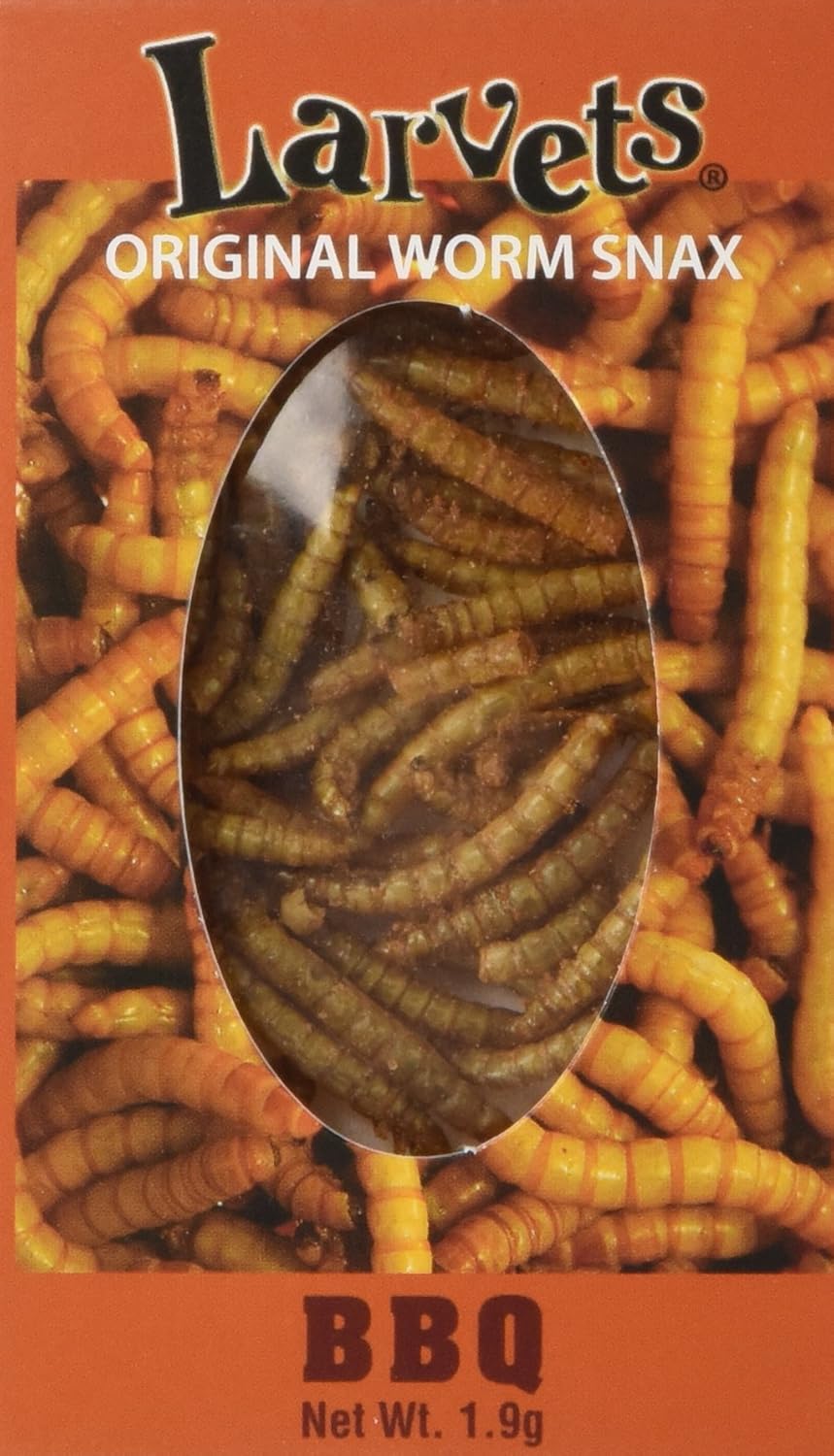 Larvets BBQ Flavored Edible Worms – Crunchy Roasted Insect Snack – High Protein, Sustainable and Nutritious Novelty Food Gift – Fun Bug Snack for Kids and Adults – Unique Tasty Edible Insect Treat