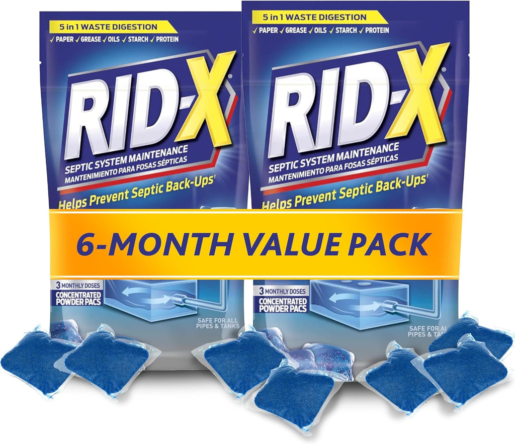 Rid-X Septic Tank Treatment Enzymes,3 Month Supply Septi-Pacs,3.2oz,(Pack of 2)