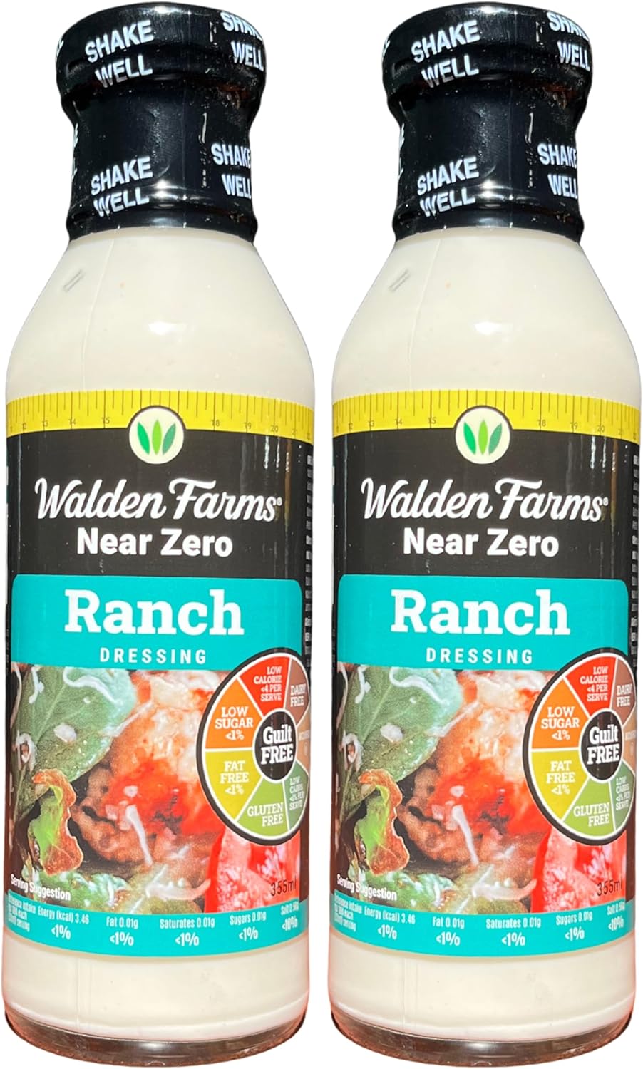 Walden Farms Low Calorie Ranch Dressing Delicious Salad Dressing - 0g Net Carbs Condiment, Fat Free, Kosher Certified, Great on Salads, Wings, Burgers, Sandwiches, Tacos, Pizza, Veggies and Many More