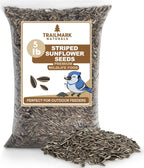Striped Sunflower Seeds, Shelled Seeds for Birds – Premium Wildlife & Bird Food – Grown in USA - Striped Sunflowers for Backyard Feeders and Wild Birds (5 LB)