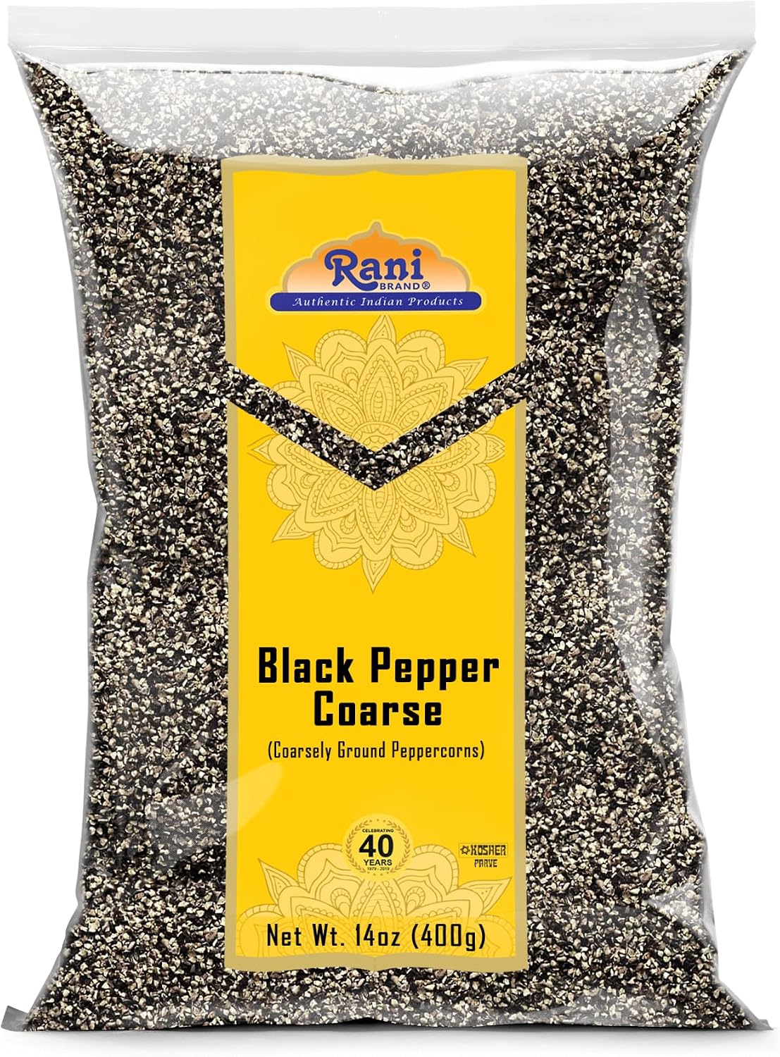 Rani Black Pepper Coarse Ground 28 Mesh (Table Grind) 14oz (400g) ~ All Natural | Vegan | Gluten Friendly | NON-GMO | Kosher | Product of Vietnam