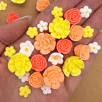 30 Honeysuckle Icing Flowers | Small Edible Roses | Peach, Coral, and Yellow Sugar Flowers | Edible Flower Sprinkles | Simply Sucré