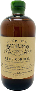 El Guapo Lime Cordial Syrup 16.5 oz - Premium Lime Flavor - Versatile Mixology Essential for Margaritas - Ethically Sourced Gluten Free - Ideal for Home Bartenders and Culinary Creators