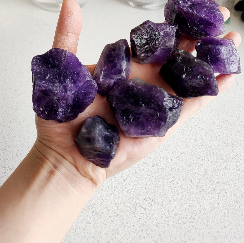 2 lb Rough Crystals Bulk Raw Amethyst Quartz Healing Stones for Tumbling, Wire Wrapping, Wicca Reiki,Meditation
