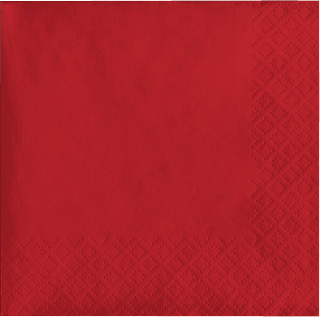 500-Count Touch of Color 3-Ply Paper Beverage Napkins, Classic Red