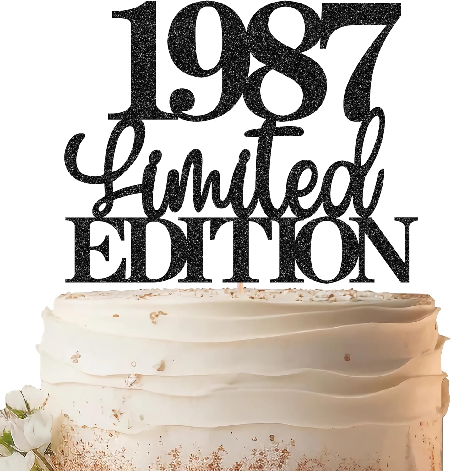 Limited EDITION 1987 Cake Topper - Black Glitter Happy 39th Birthday Party Cake Decoration Supplies, Cheer to 39 Years Cake Bunting Decor for 39th Birthday Party Photo Booth Props
