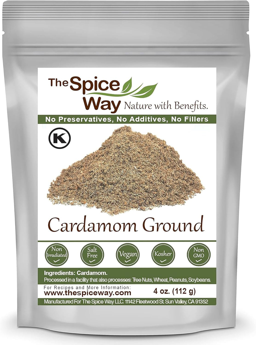 The Spice Way Cardamom Ground - (4 oz) Ground Green Decorticated Cardamom Powder Kosher by OK