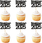24 Pack 2025 Graduation Cupcake Toppers Senior 2025 Congrats Grad Graduation Hat Cupcake Picks for 2025 Graduation Theme Birthday Party Supplies Decorations senior1b