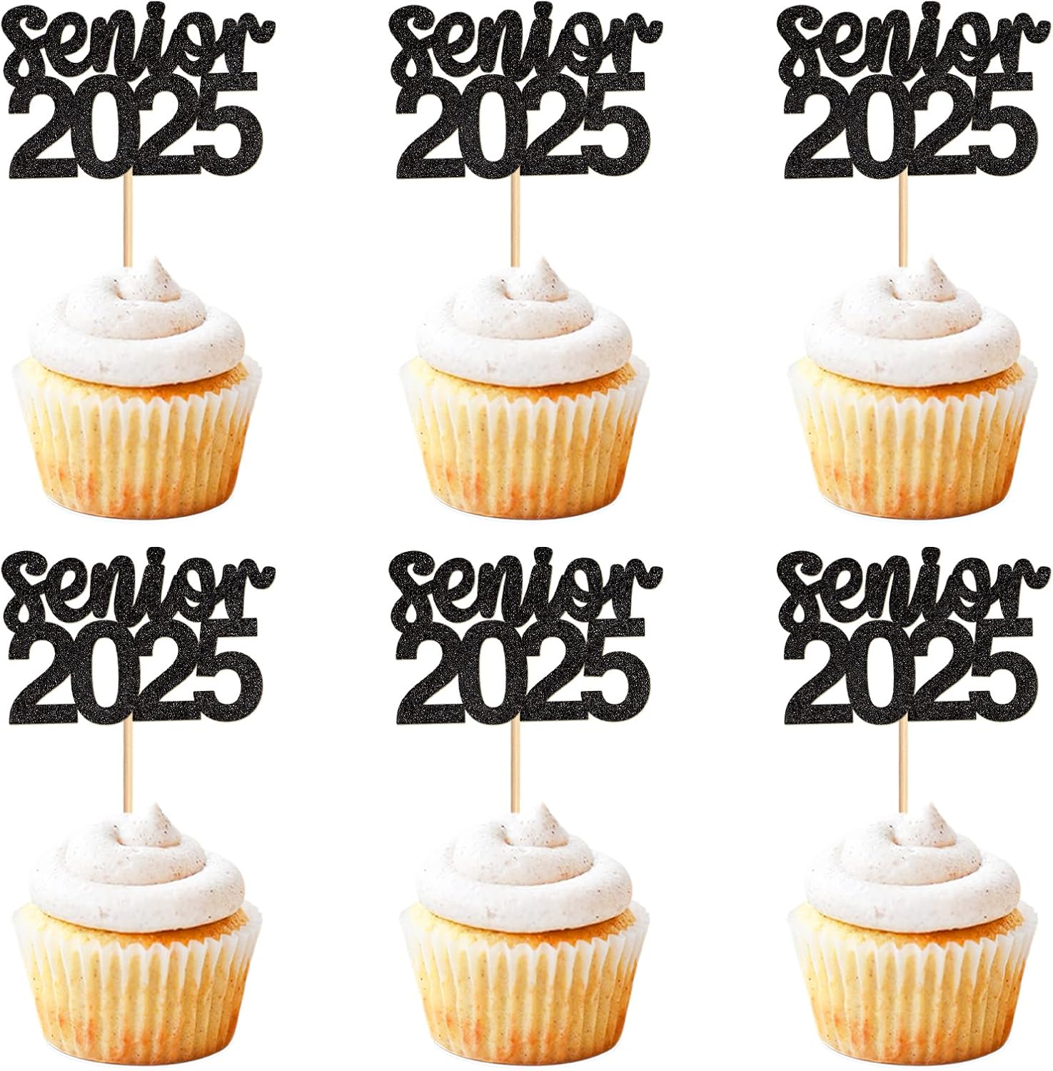 24 Pack 2025 Graduation Cupcake Toppers Senior 2025 Congrats Grad Graduation Hat Cupcake Picks for 2025 Graduation Theme Birthday Party Supplies Decorations senior1b