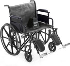 Heavy Duty Bariatric Wheelchair for Adults - Removable Desk Arms and Elevated Leg Rests - Adjustable Height, Foldable - 22" Seat Width - 500lb Capacity - K7
