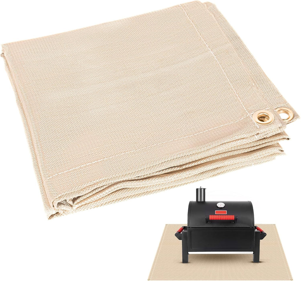 40"x 40" Fire Pit Mat - Fireproof & Heat Resistant Wood Stove Mat for Deck, Patio, Lawn - Fiberglass Insulation Floor Protector for Camping, BBQ, Tent Stoves