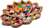 Vesici Lotus Crystal Tray for Stones Crystals and Healing Stones Flower Wooden Crystal Storage Holder Tray Lotus Shape Decorative Jewelry Display Trays Organizer Bowl Decor(Classic)