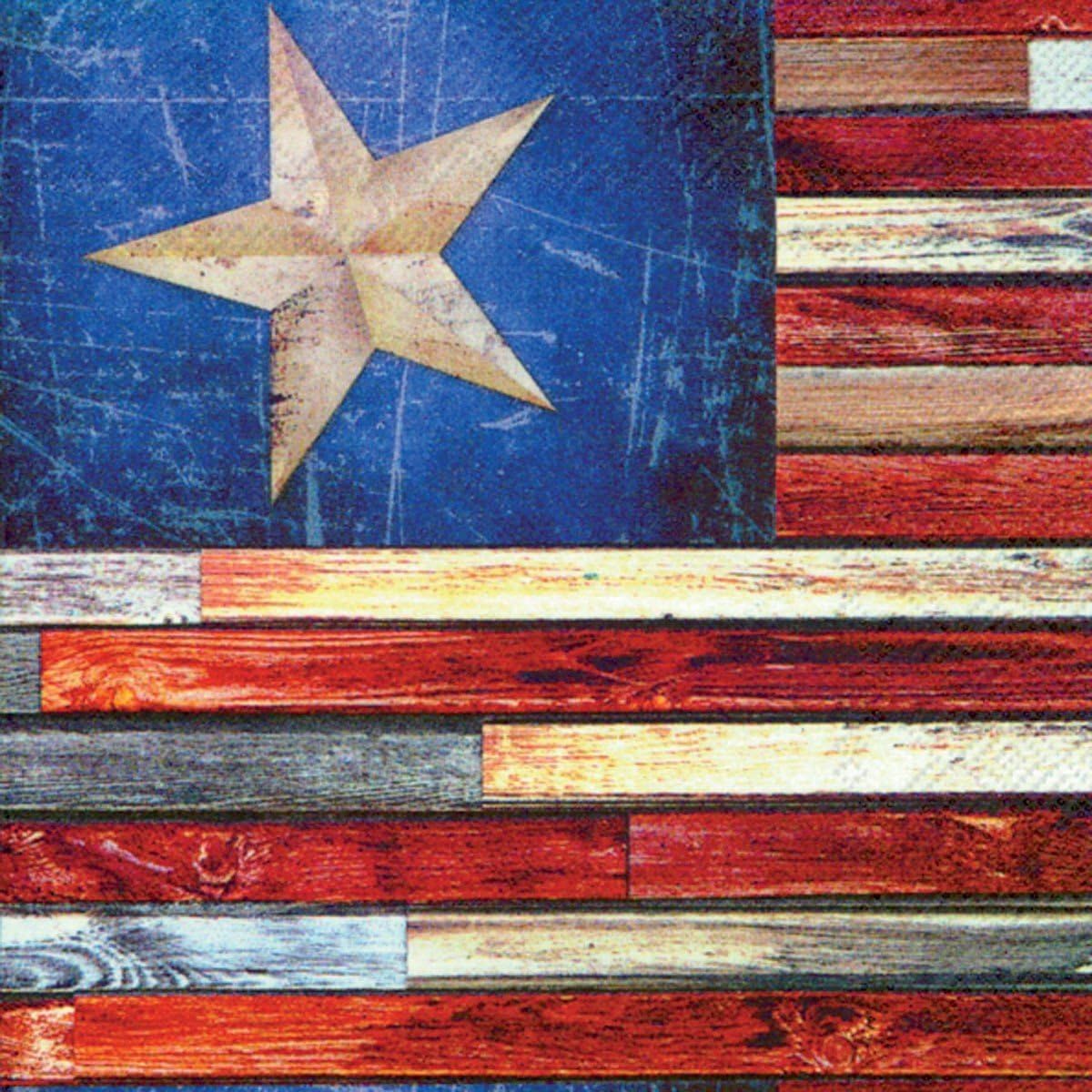 Ideal Home Range 20 Count Boston International 3-Ply Paper Cocktail Napkins, Barn Board Flag