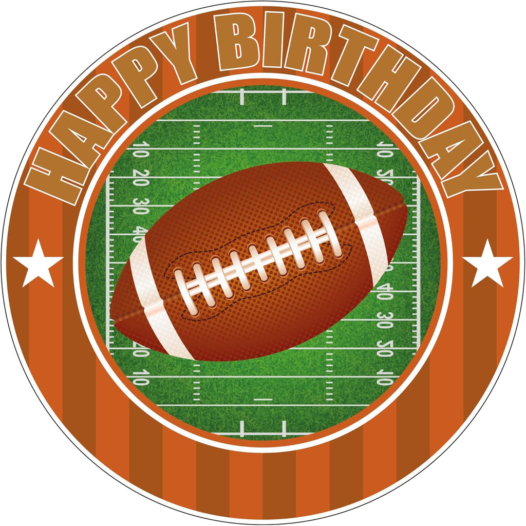 7.5 Inch American Football Cake Topper – Round Edible Birthday Cake Decorations, Happy Birthday Cake