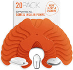 Not Just A Patch X-Patch CGM Sensor Patches (20 Pack) - Water Resistant Omnipod 5 Adhesive Patches - Durable for Active Lifestyle for 10-14 Days - Compatible with Dexcom G6, Libre 2 in Orange