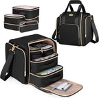 Medicine Storage Bag with 5 Removable Pouches, Pill Bottle Organizer Bag with Shoulder Strap, Large Medication Travel Bag for Medical Supplies, Black(Only Empty Bag)
