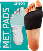 Brison Metatarsal Pads Ball of Foot Cushion for Men and Women - Gel Foot Cushions for Pain Relief Morton’s Neuroma Metatarsalgia Sesamoiditis Calluses - 1 Pair Black Large (M 12-14, W 13-15)