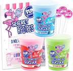 Fun Sweets Cotton Candy Sugar 3 Flavor Variety Pack – Cherry, Blue Raspberry & Watermelon – All Natural Flavors & Colors - Floss Sugar for Cotton Candy Maker Includes 50 Sticks & Recipe Card