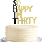 So Happy I'm Thirty Cake Topper - 30th birthday cake topper, Fabulous Birthday Cake Party Decorations.Black men's and women's 30th birthday cake party decoration (single side)