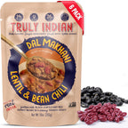 Truly Indian 6-Pack Spiced Lentil & Bean Chili (Dal Makhani) Authentic Traditional Ready to Eat Indian food 10oz - Made Fresh With Locally Grown Ingredients, Vegan, Microwaveable Meal