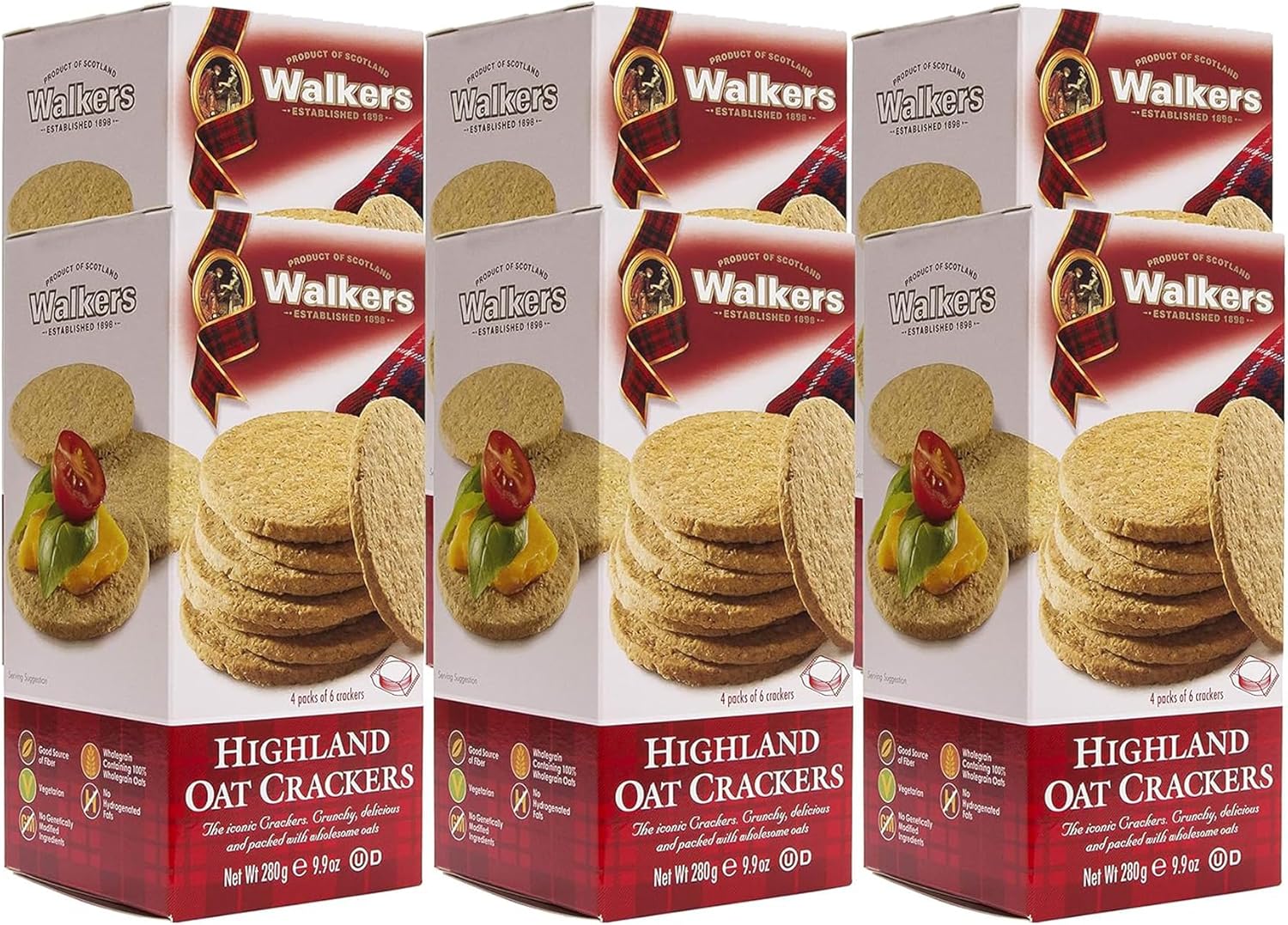 Walker's Shortbread Highland Oat Crackers, Scottish Crackers, 9.9 Oz Box (Pack of 6)