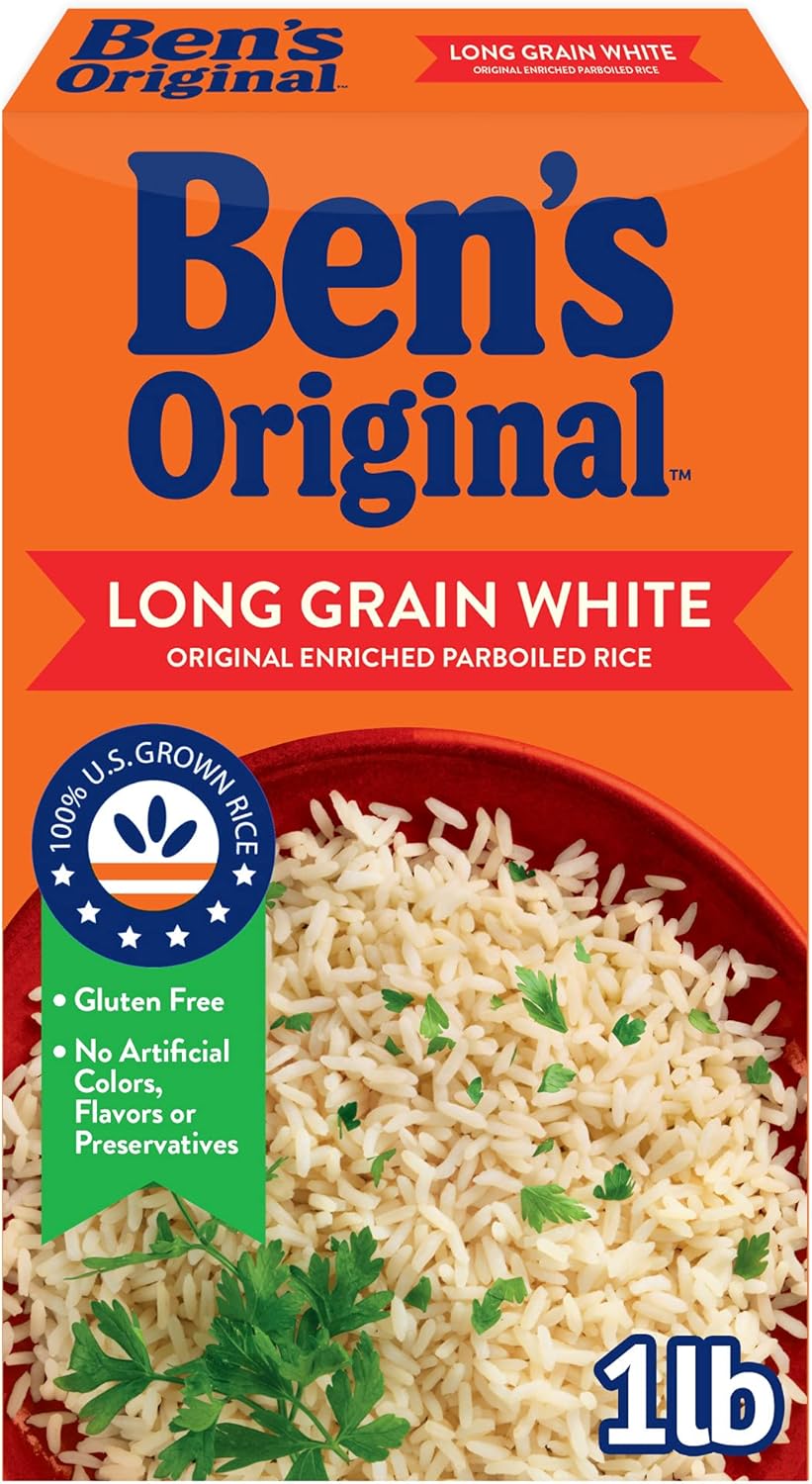 BEN'S ORIGINAL Converted Brand Enriched Long Grain White Rice, Parboiled Rice, 1 lb Box (Pack of 12)
