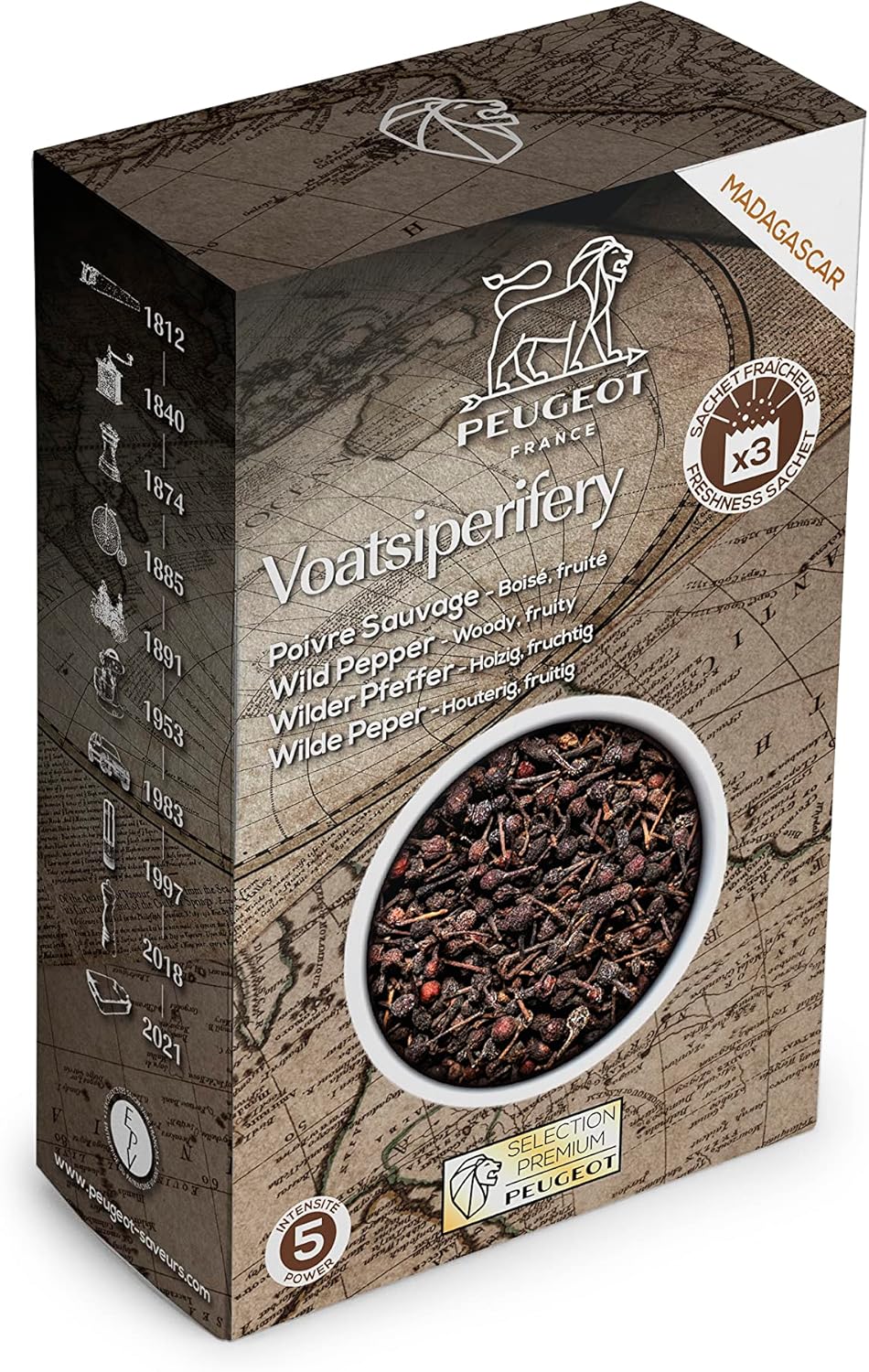 Peugeot Voatsiperifery Madagascar Wild Peppercorns, 60g - 3 fresh sachets of 20g