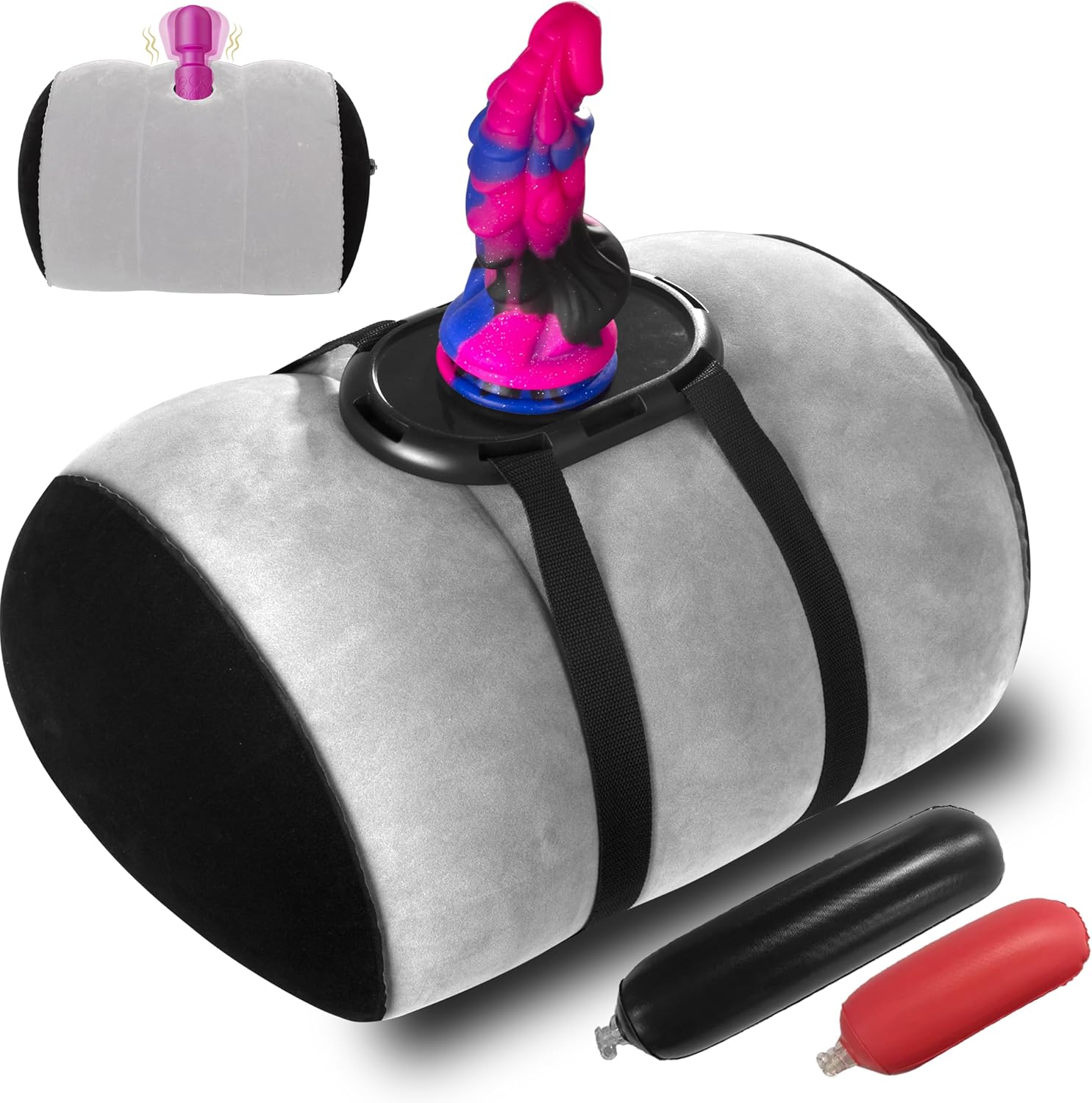 Hands-Free Inflatable Sex Pillow with Suction Cup Dildo Mount - Sex Toy Holder for Dildos, Saddle Stool & Chair Accessories - Adult Toys for Women, Men, Couples (Without Sex Toys)