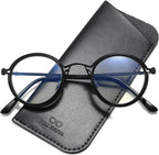 JOLLYNOVA Retro Round Blue Light Blocking Reading Glasses for Women Men,Metal Anti UV Readers (Black & Single Vision, 2.5, x)