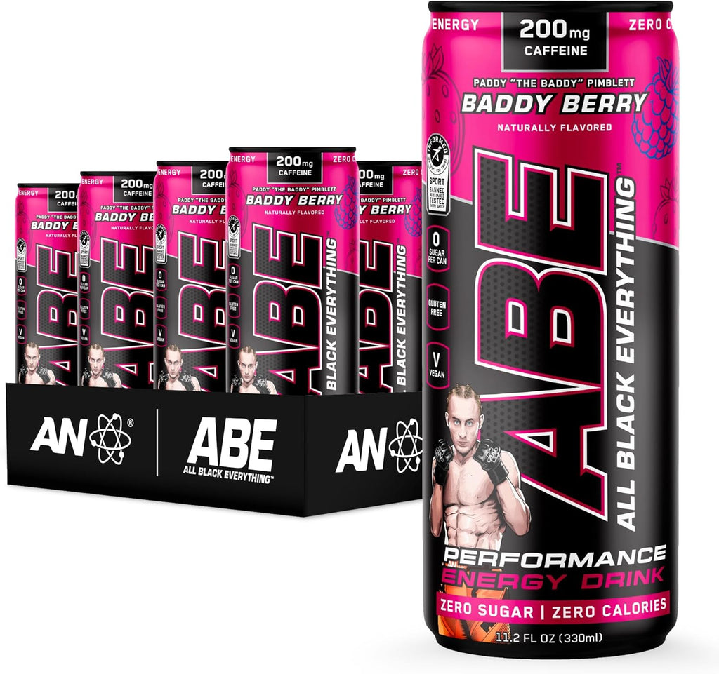 All Black Everything Performance Energy Drink | Zero Calories, Sugar Free | 200mg Caffeine | Beta Alanine & Citrulline | Pre-Workout Sport Drink for Men & Women | Baddy Berry | 12 Pack