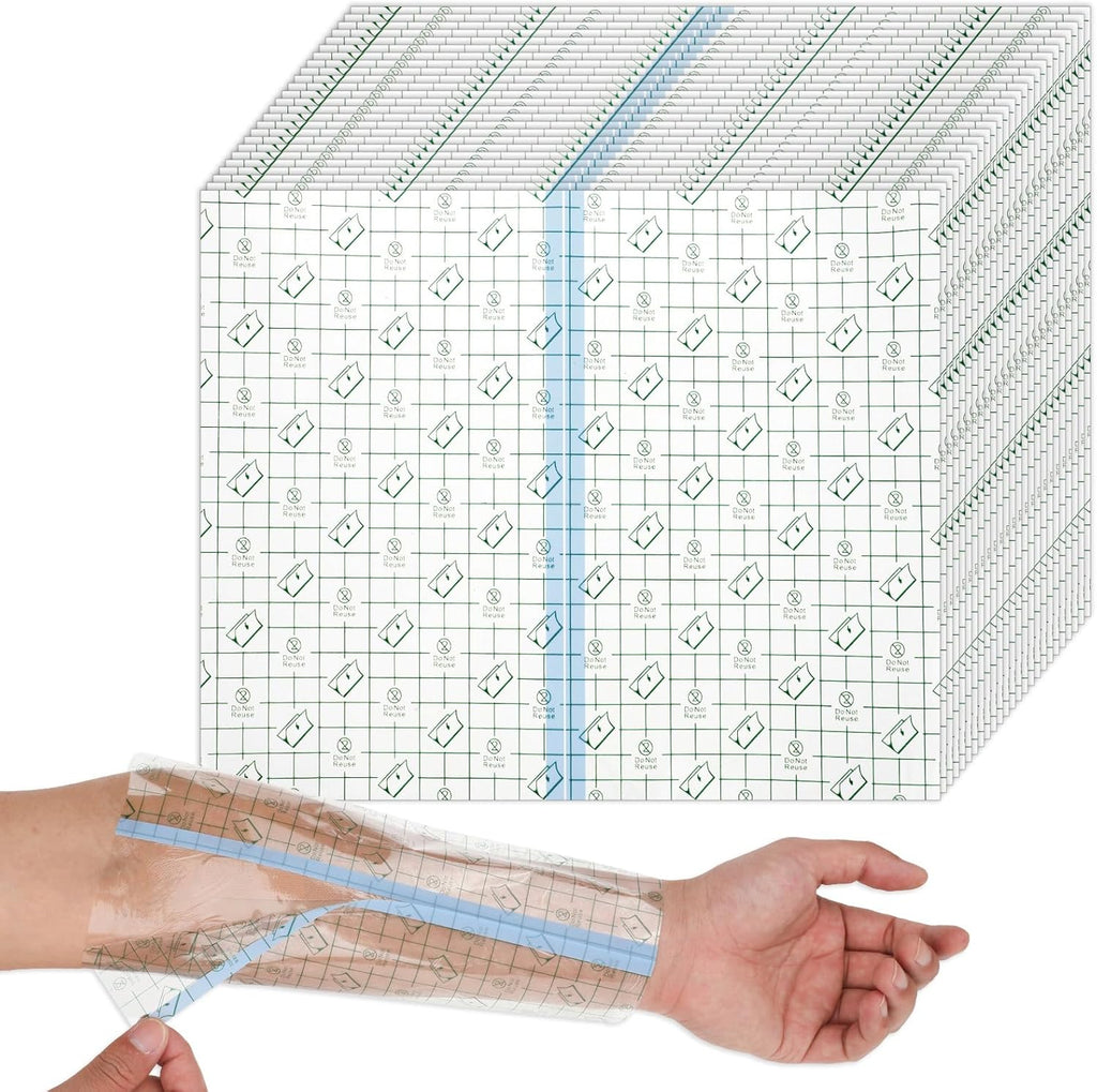 25 Pcs Adhesive Waterproof Bandages 10x12 inch Water Proof Bandages Surgery Incisions Protector, Second Skin Tattoo Cover Stretch Transparent Film Dressing Waterproof Medical Tape for Shower Swimming