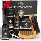 POP MODERN.C Beard Growth Kit Beard Grooming Kit 6pcs Beard Wash Shampoo Beard Oil Beard Balm Beard Comb Brush Scissors