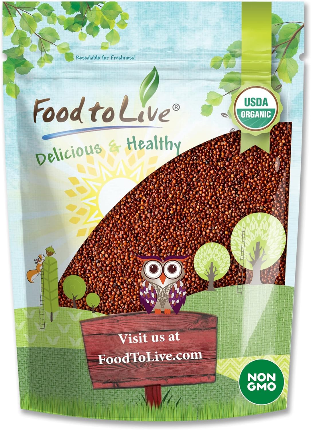 Food to Live Organic Red Quinoa, 5 Pounds – Non-GMO, Whole Grain, Kosher, Vegan, Sirtfood, Bulk. Quick-Cooking Grain. Great Replacement for Rice and Pasta.