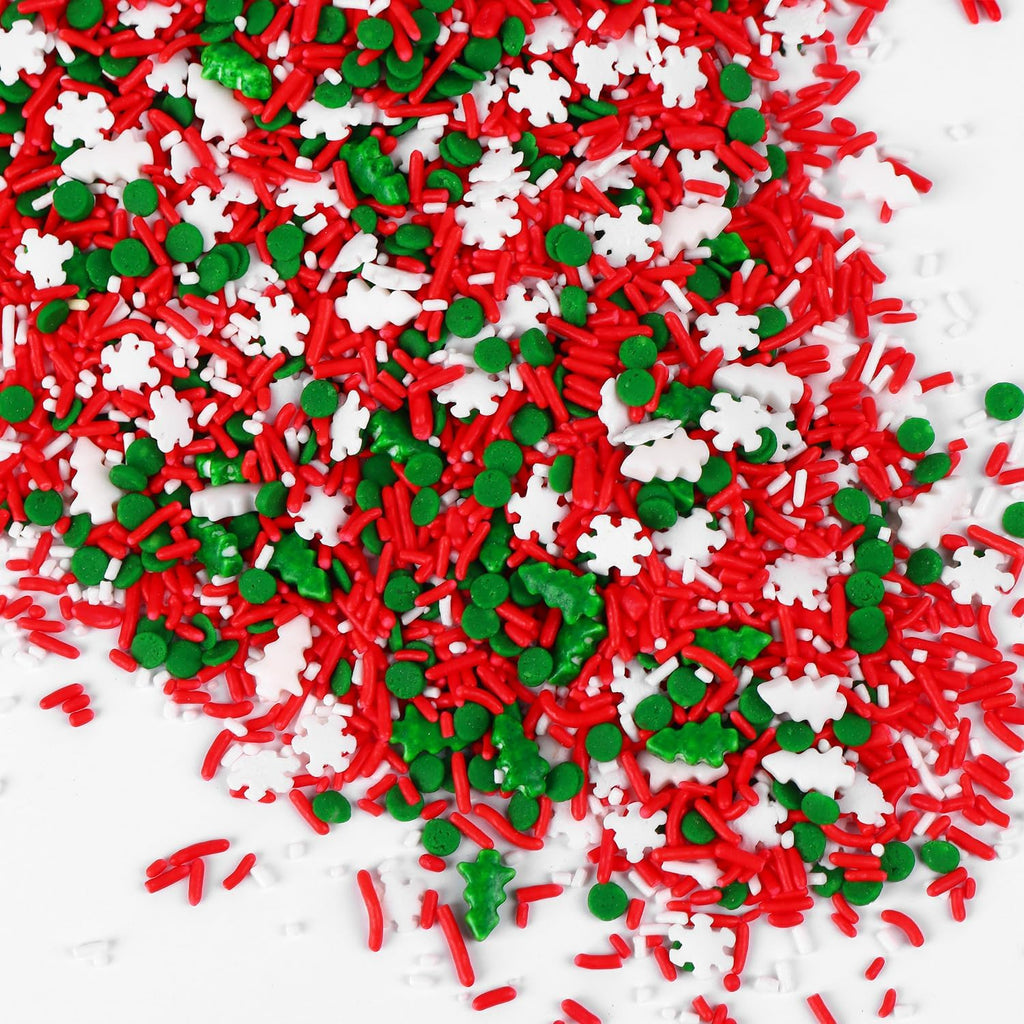 Christmas Tree Sprinkles for Cake Decorating Edible 4.2 ounce Snowflake Sprinkles Mix Red Green for Xmas Party New Year Cupcake Toppers Cookie Ice Cream Decorations Celebrations
