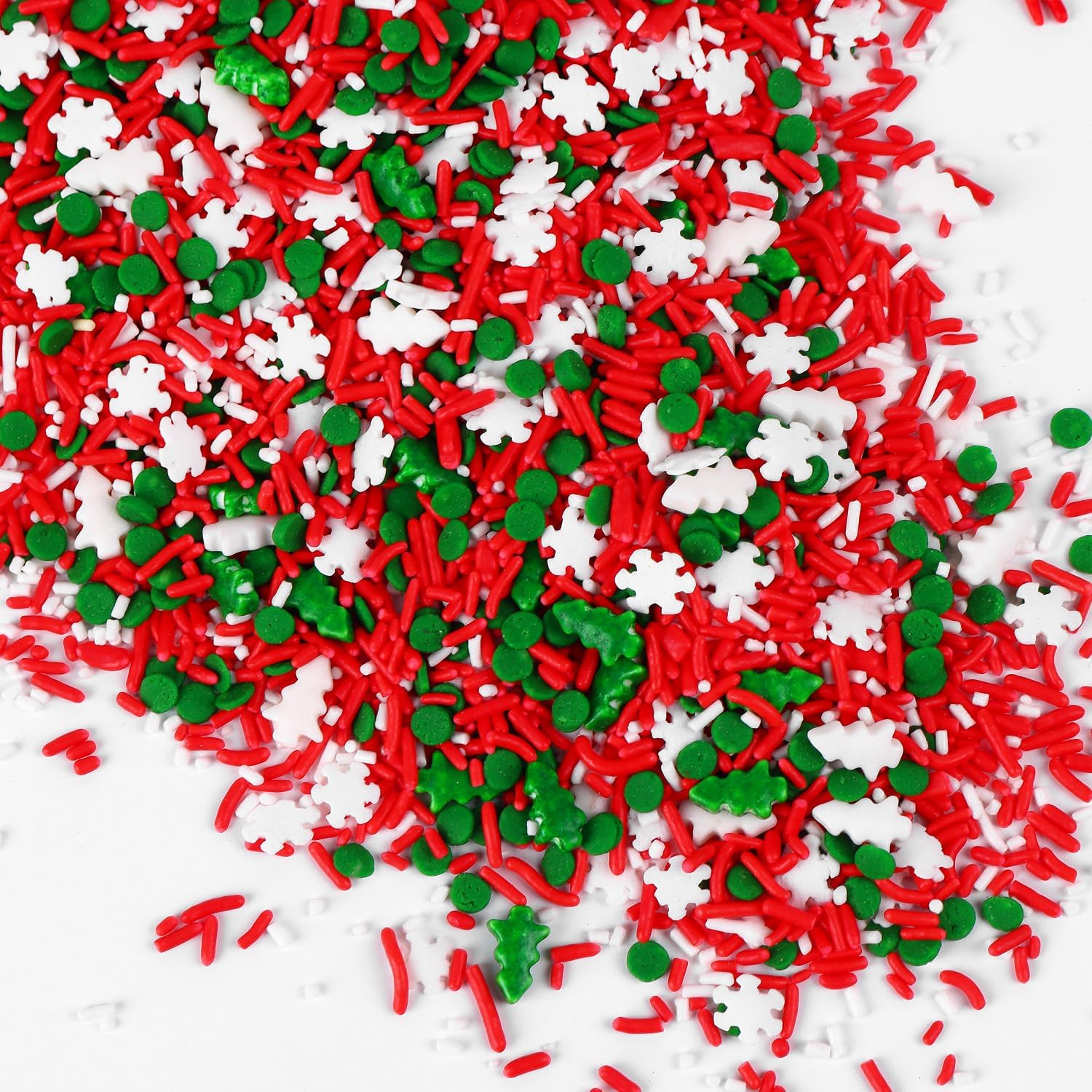 Christmas Tree Sprinkles for Cake Decorating Edible 4.2 ounce Snowflake Sprinkles Mix Red Green for Xmas Party New Year Cupcake Toppers Cookie Ice Cream Decorations Celebrations