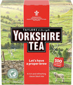 Yorkshire Tea, Red, Black Tea, String and Tagged Bags, 100 Count (Pack of 4), Refreshing, Satisfying, and Strong, Classic British Breakfast Blend, Caffeinated, Enjoy Hot or Iced, 400 Teabags Total