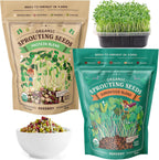 Seedboy Organic Non-GMO Sprouting Seeds, Superfood & Protein Blend - 2 Pack Bundle - USA Grown Sprouting & Microgreens Seeds - Two 8 oz Bags Makes 14 Quarts / 56 Servings (Superfood/Protein)