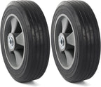 AR-PRO (2-Pack) 8" x 2" Flat Free Solid Rubber Tire and Wheel, 3/4" Axles Bore Hole with 2" Offset Hub, Compatible with 8 Inche Wheel for Dolly Trolley Hand Trucks Garden Wagon Cart
